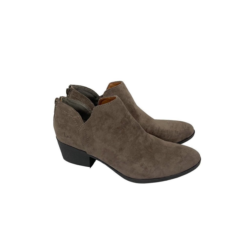 BOC Faux Suede Back Zip Heeled Ankle Booties Boots Shoes CATE20 Womens 9.5 M